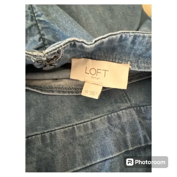 LOFT Outlet size 10 chambray wide leg jumpsuit - Picture 5 of 5